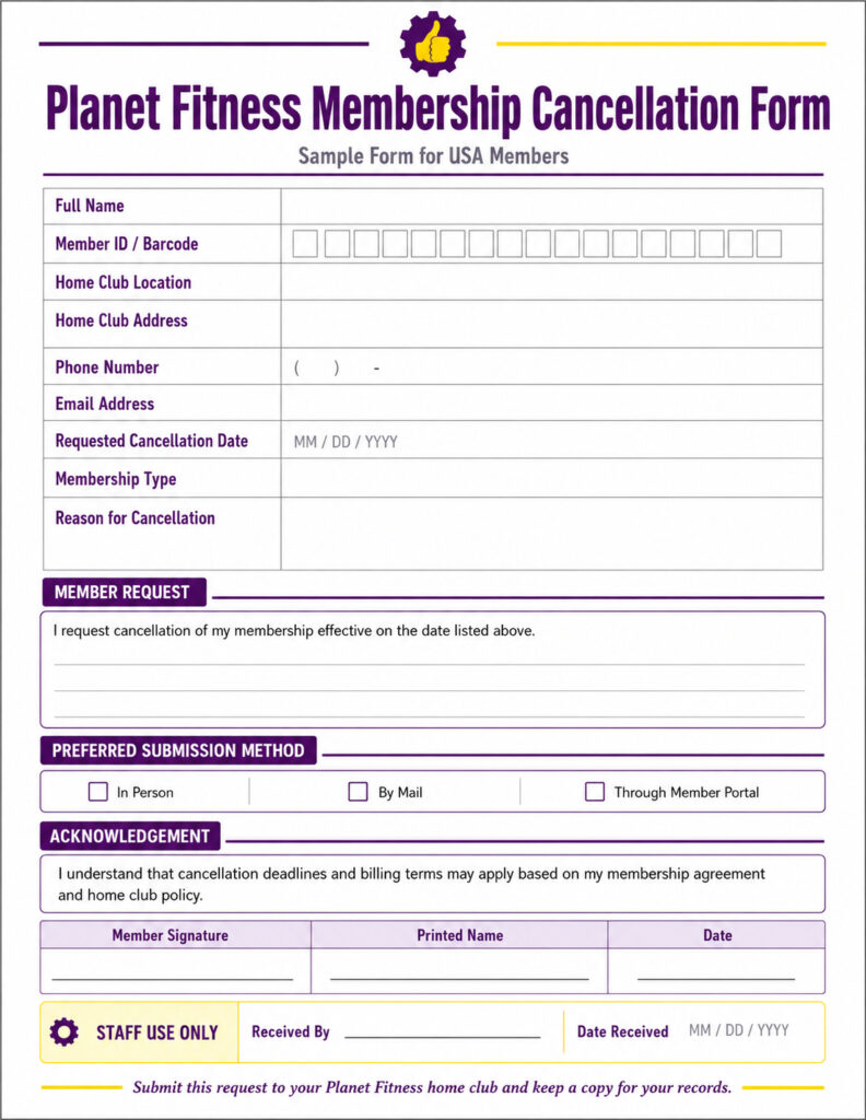 Planet Fitness Cancellation Form